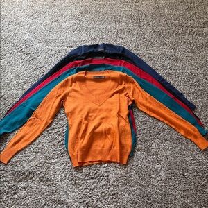 V-Neck Sweater Bundle in Orange, Teal, Red, Black, and Navy